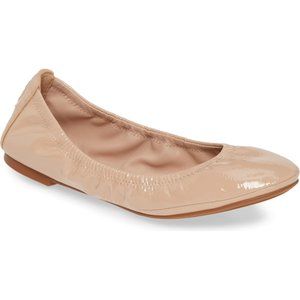 NIB Tory Burch Eddie Patent Leather Ballet Goan SAND US 8 8.5 9 AUTHENTIC